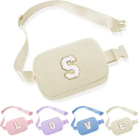 YOOLIFE Belt Bag for Kids Girls, Initial Crossbody Bags for Kids Teen Girl Gifts White Small Fanny Packs Cross Body Bag for Women Personalized Friend Birthday Gifts for Girls Women Her Gift (White S)